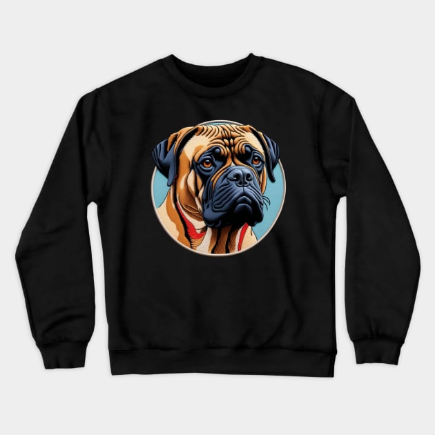 Bullmastiff Embroidered Patch Crewneck Sweatshirt by Xie